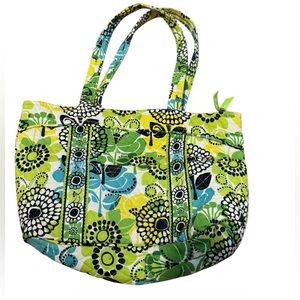 Vera Bradley Little Mandy tote bag in the retired "Limes Up" pattern 14” across